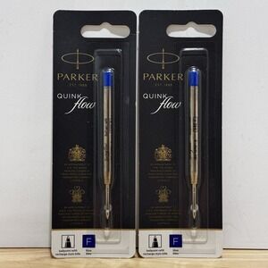 Parker Quink Flow Ballpoint FINE Point BLUE Ink Refill Ballpen QTY 2 NEW SEALED